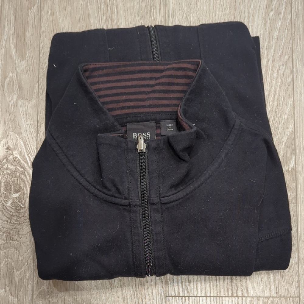 BOSS Men's Zip-Up Sweater in Black
